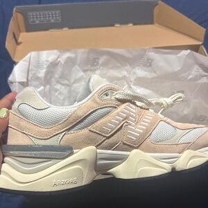 New Balance Beige and White Sneakers